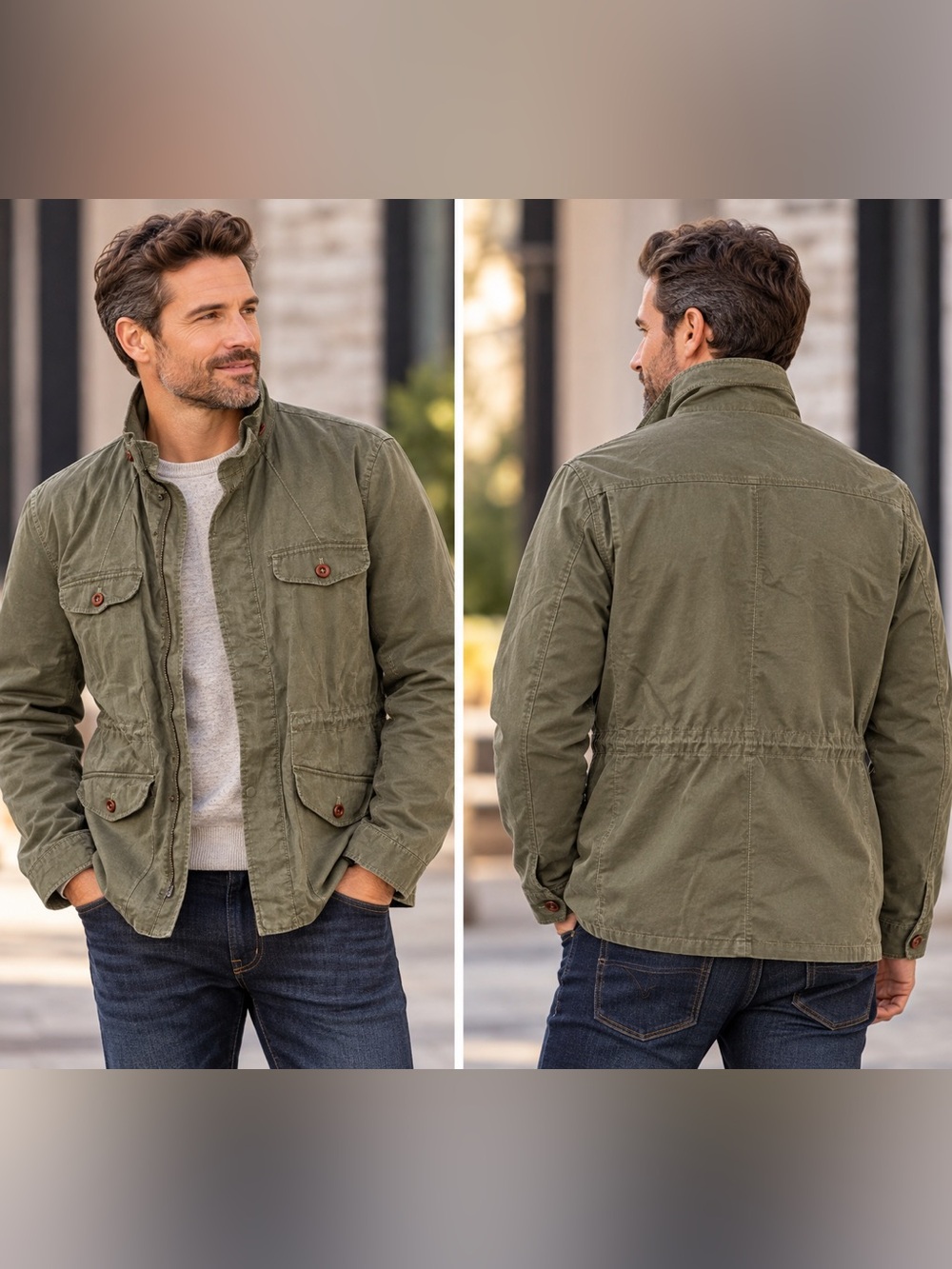 Hugo Boss Orange Olive Green Field Jacket Military Utility 42R